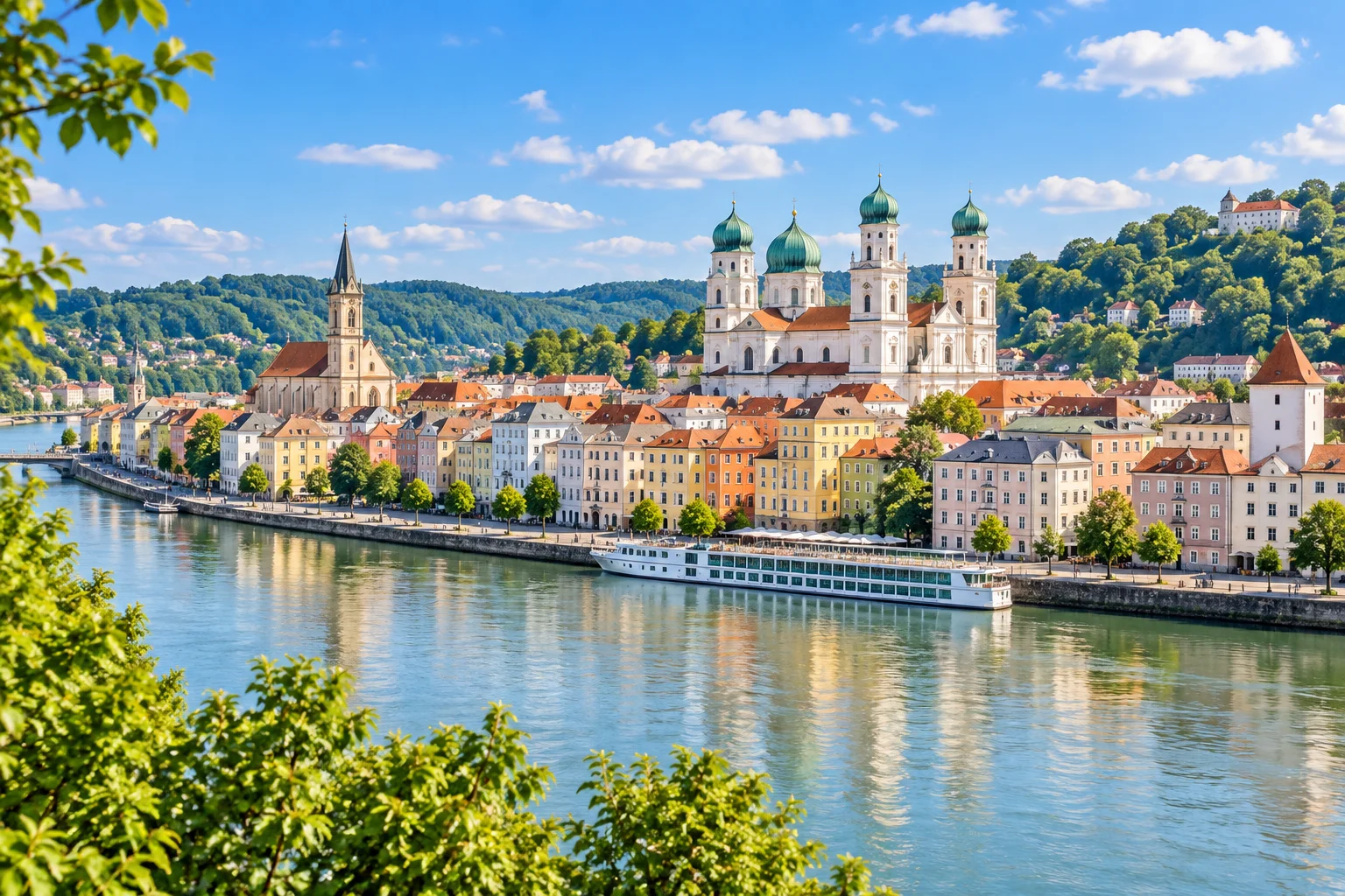 Altstadt und Flussufer in Passau