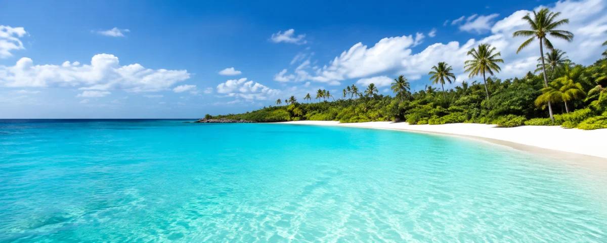 Türkisblaues Meer vor einer tropischen Insel